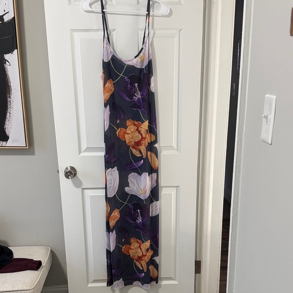 Peppermayo Black and Orange Floral Maxi Dress
